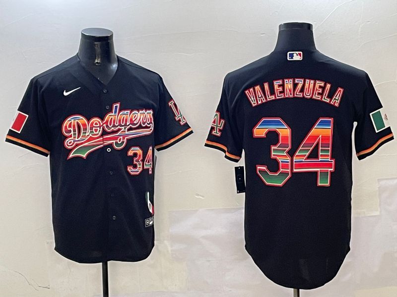 Men Los Angeles Dodgers #34 Valenzuela Black Fashion Game 2025 Nike MLB Jersey style 3125